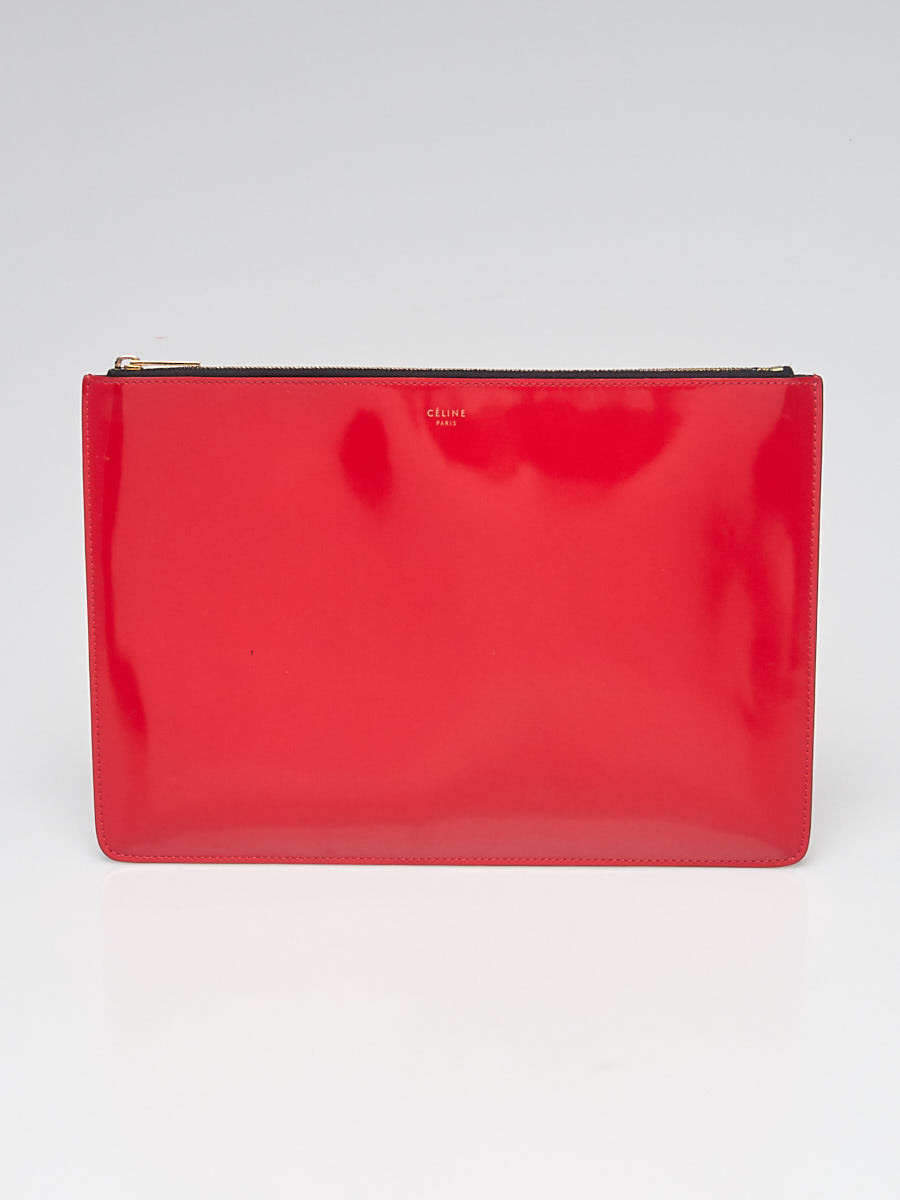 Celine Red Leather Clutch Pouch Bag
