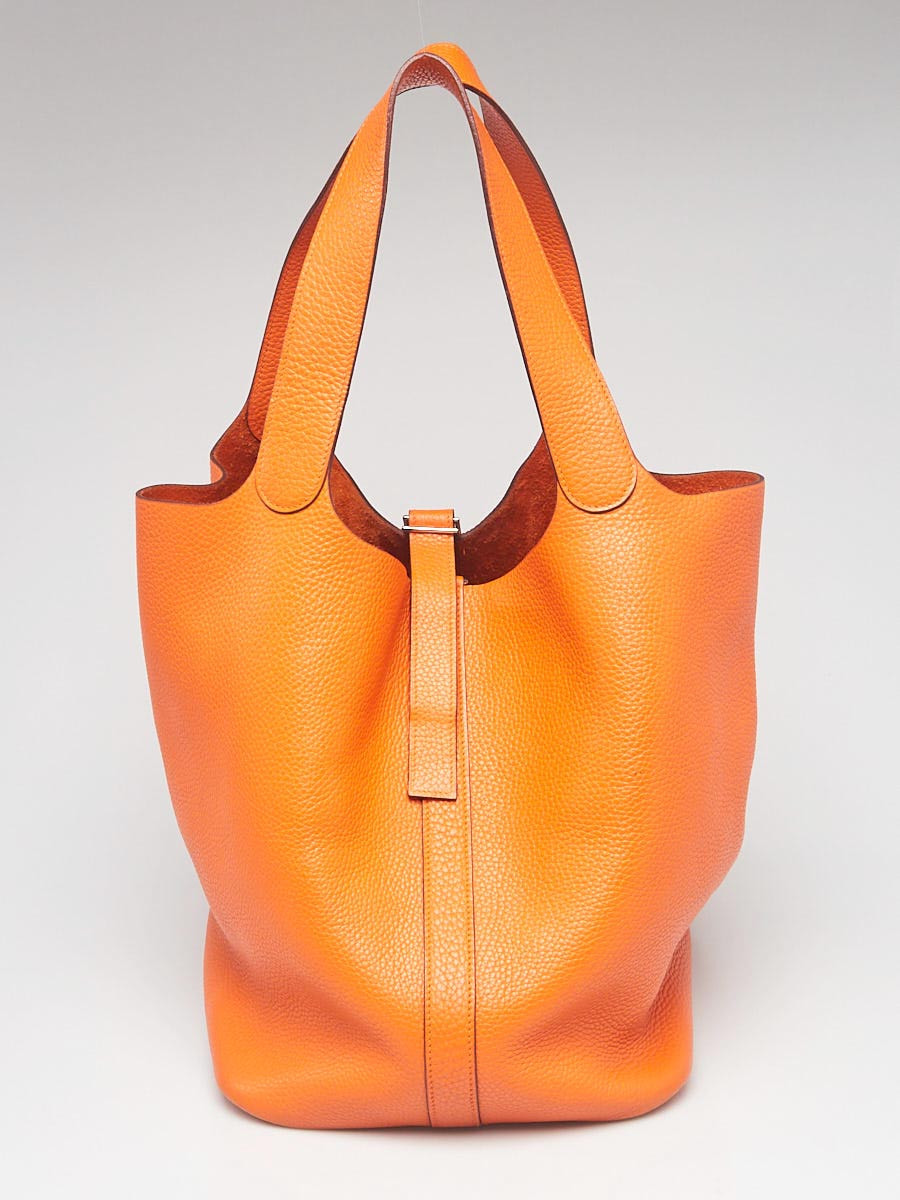 Hermes 31cm Orange Clemence Leather Picotin Bag