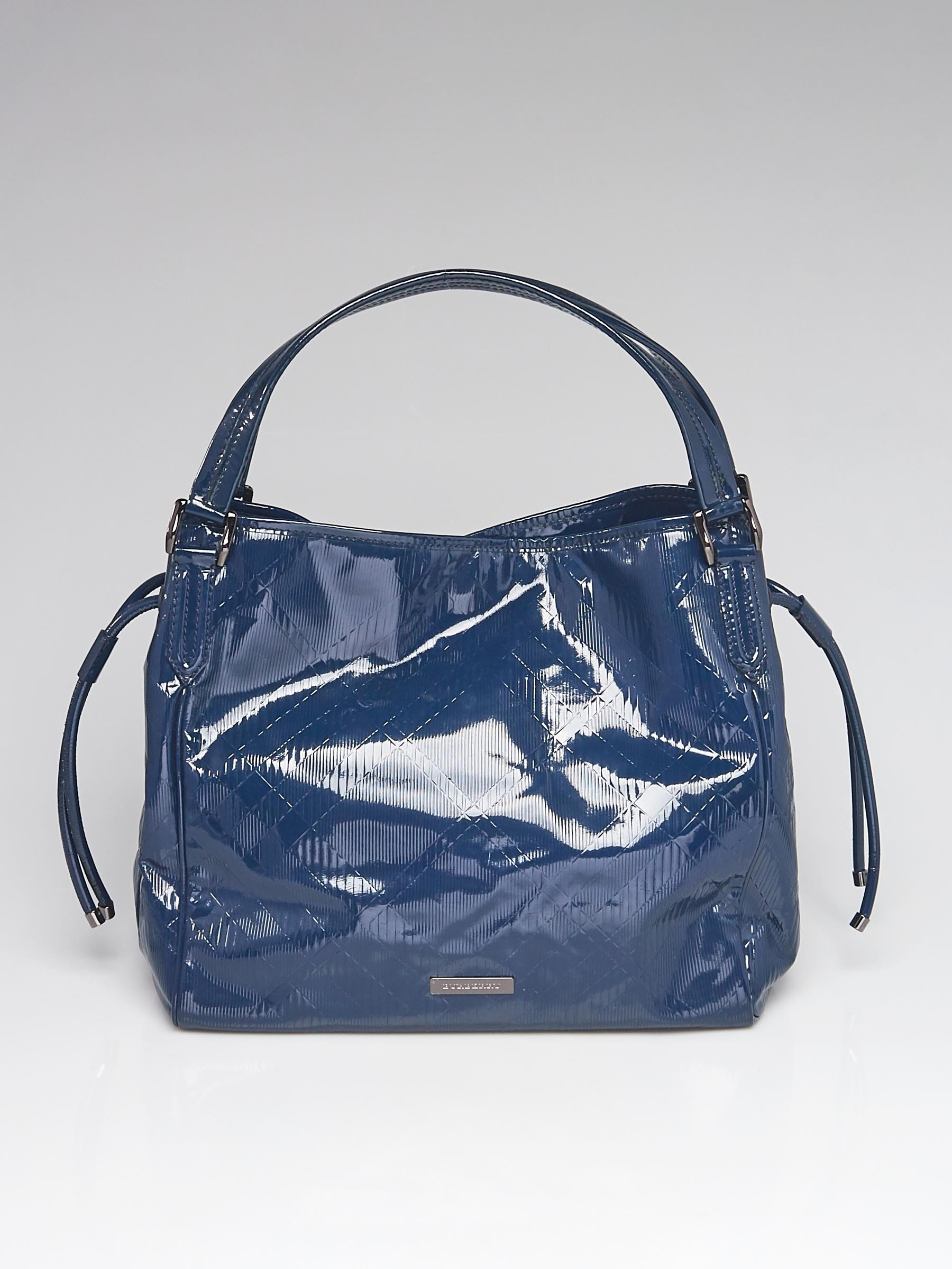 Burberry Blue Check Embossed Patent Leather Canterbury Tote Bag