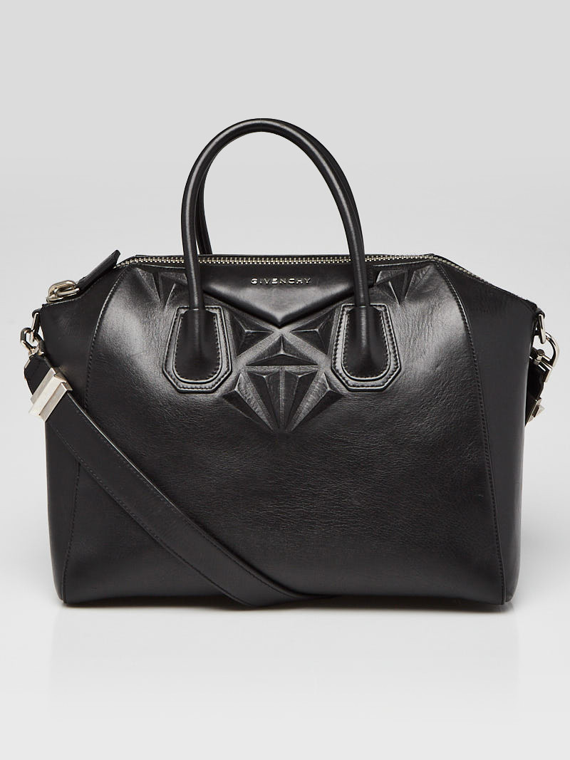 Givenchy Black Calfskin Leather 3D Stud Medium Antigona Bag