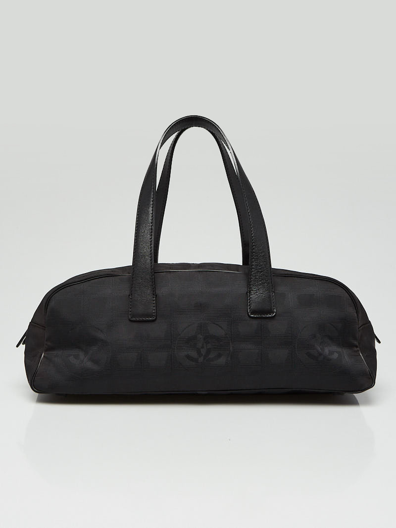 Chanel Black Nylon CC Logo Travel Line Satchel Bag