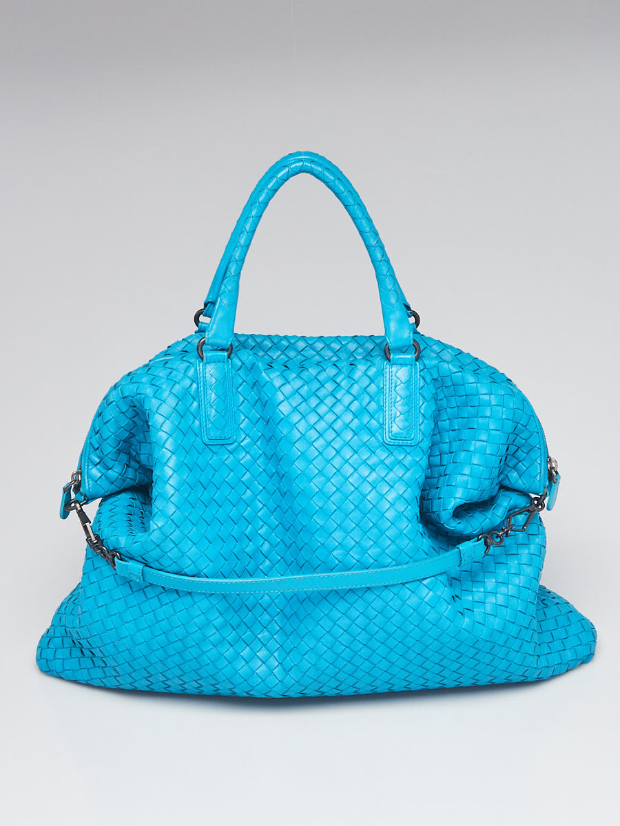 Bottega Veneta Bright Blue Intrecciato Woven Nappa Leather Large Convertible Tote Bag