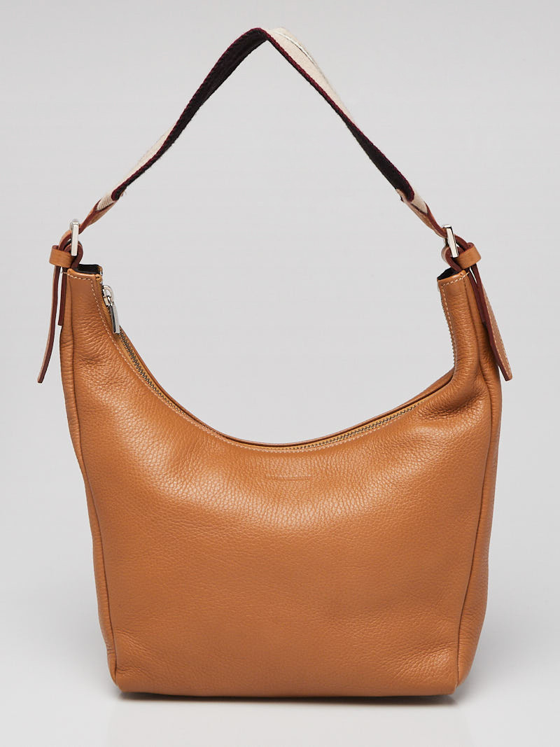 Burberry Brown Pebbled Leather Shoulder Bag
