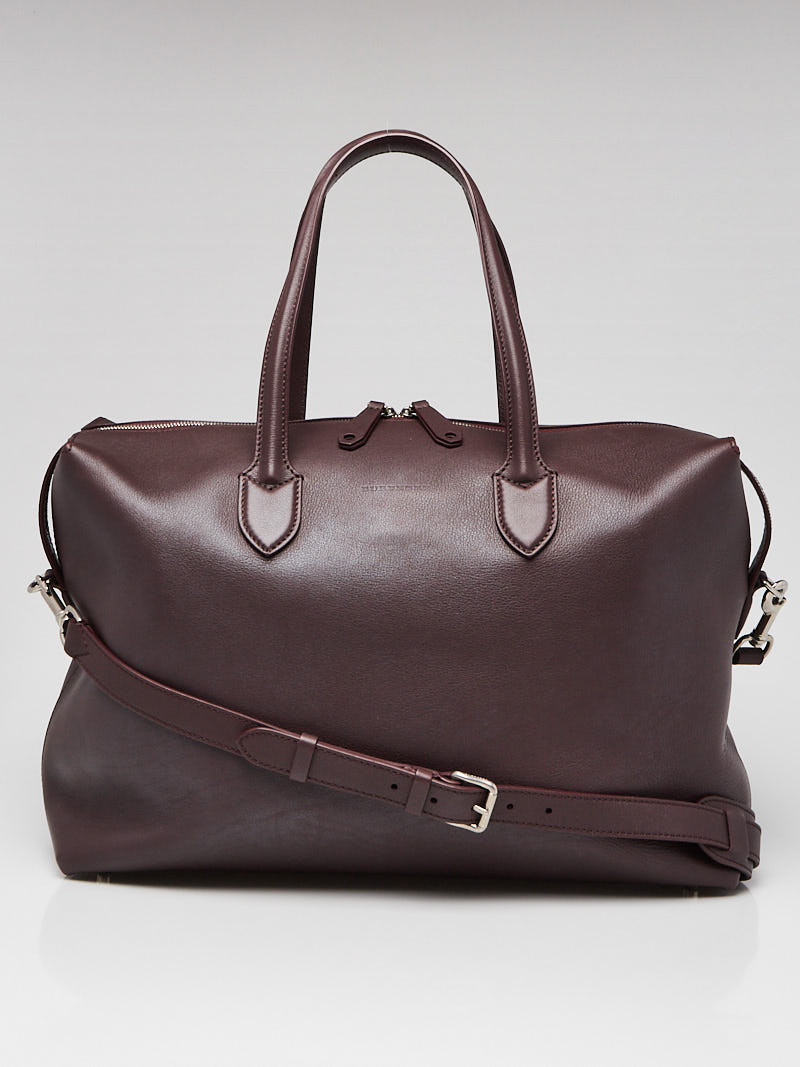 Burberry Oxblood Grained Leather Lawrence Holdall Travel Bag