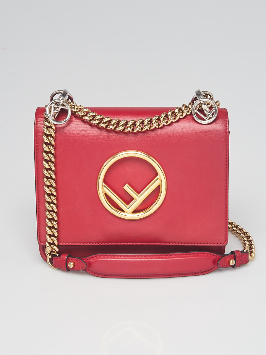 Fendi Red Leather Kan I Logo Small Crossbody Bag 8BT286