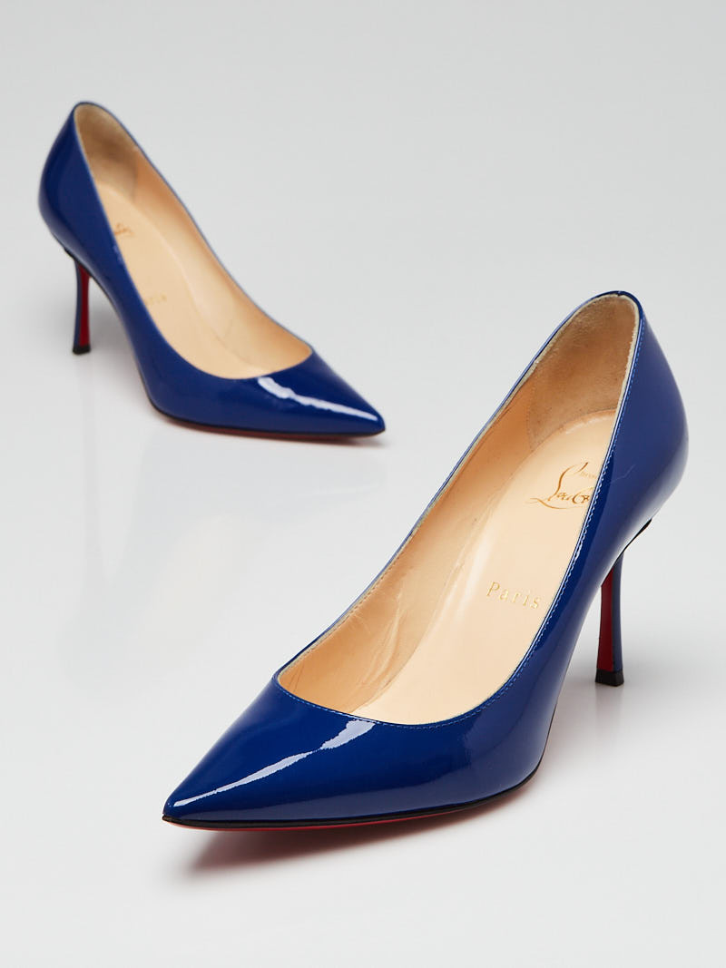 Christian Louboutin Atlantic Blue Patent Leather Decoltish 85 Pumps Size 5.5 36
