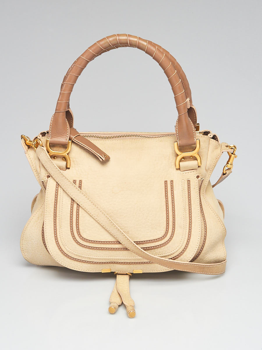 Chloe Light Beige Brown Nubuck Leather Medium Marcie Bag