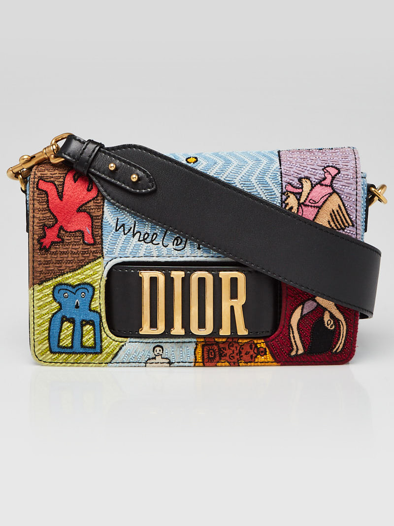 Christian Dior Multicolor Beaded Fabric Wheel of Fortune Motherpeace Tarot Crossbody Bag
