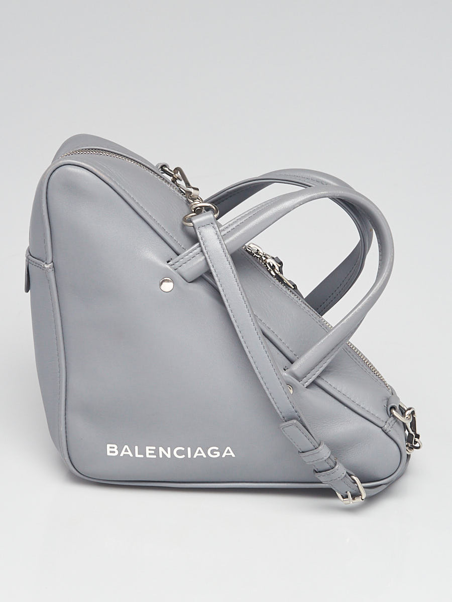 Balenciaga Grey Leather Small Triangle Duffle Bag