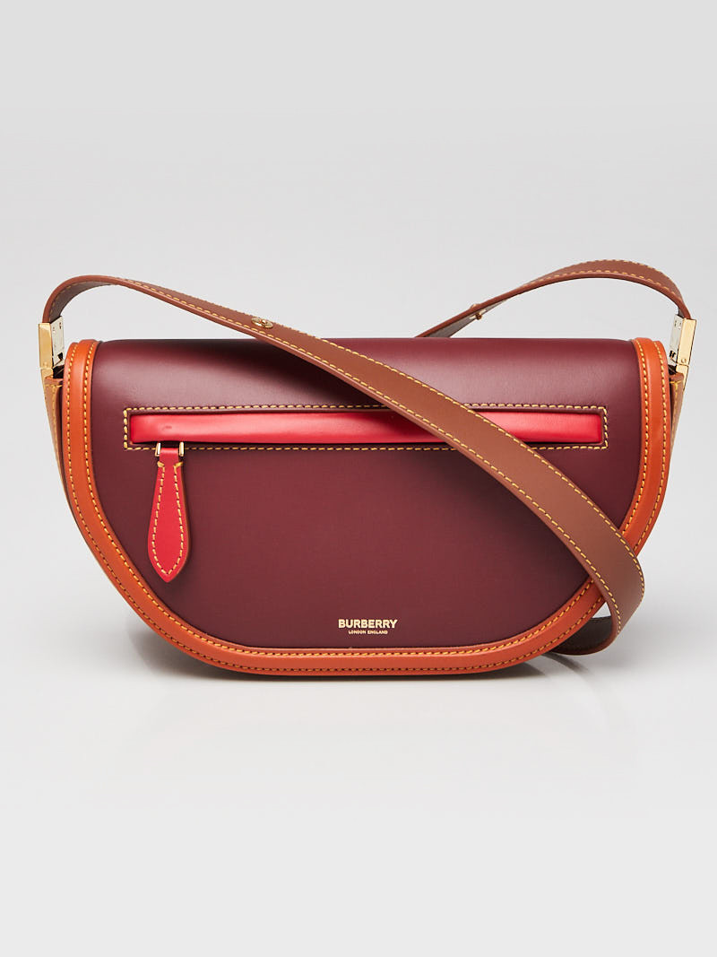 Burberry Garnet Tri-Color Leather Small Olympia Shoulder Bag