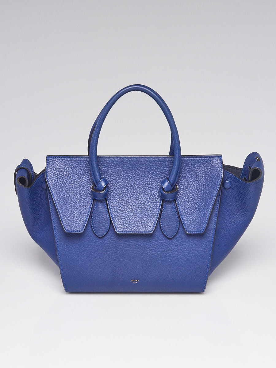 Celine Blue Grained Leather Mini Tie Tote Bag