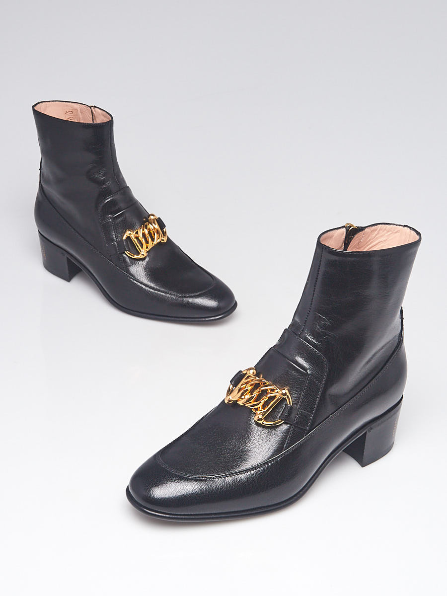 Gucci Black Leather Quentin Ankle Boots Size 6 36.5