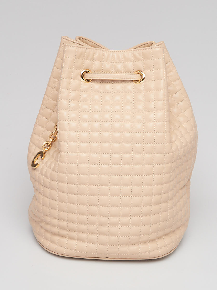 Celine Beige Quilted Calfskin Leather Small C Backpack Bag
