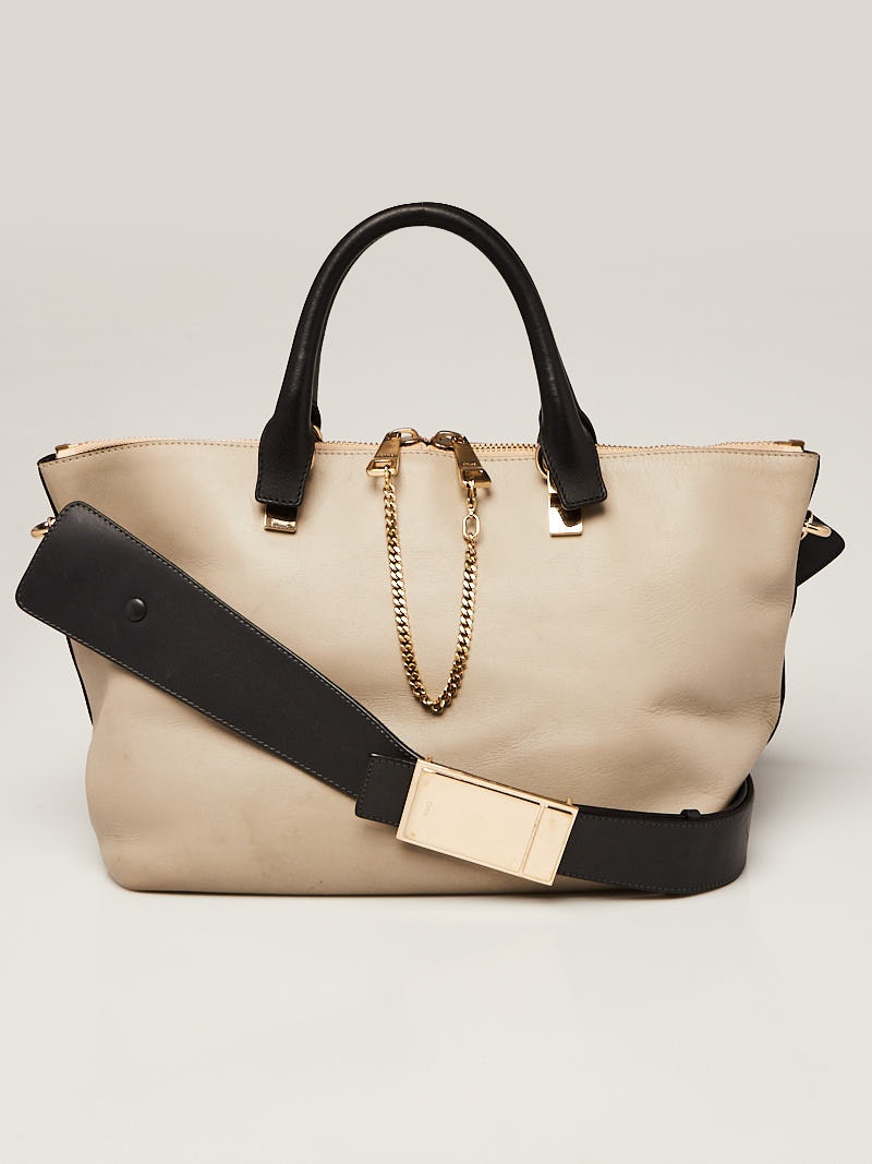 Celine Chloe Grey Black Leather Two-Tone Medium Baylee Tote Bag