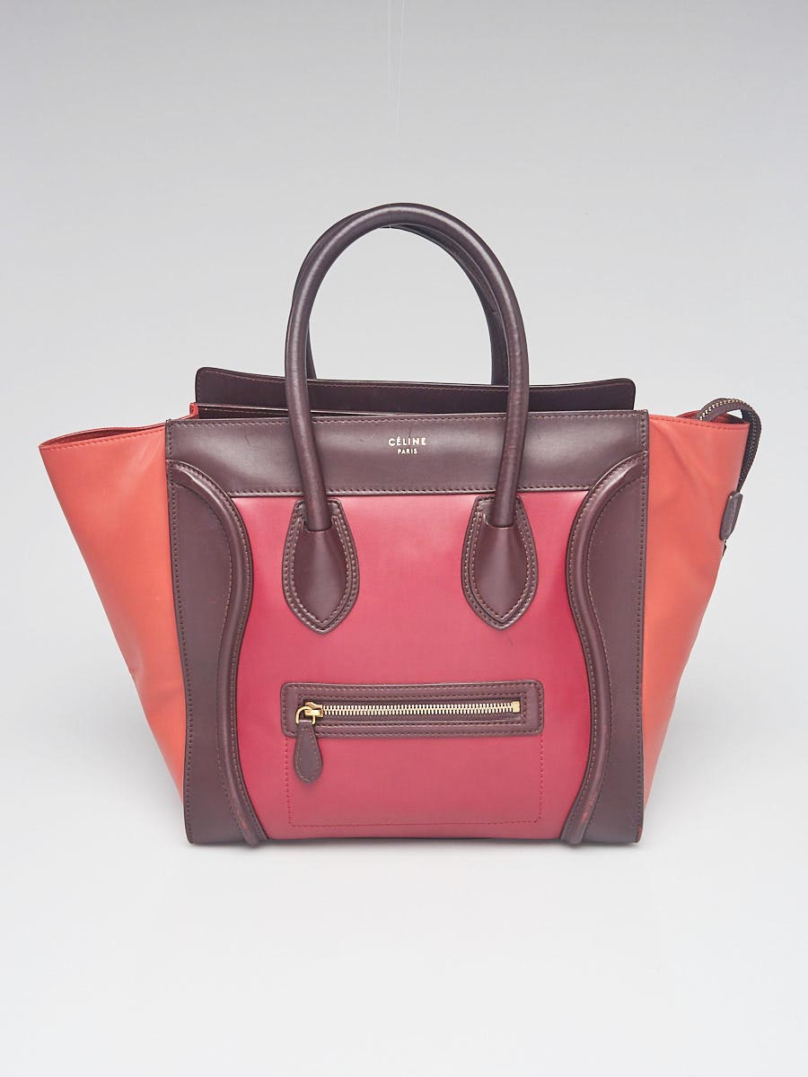 Celine Tricolor Smooth Calfskin Leather Mini Luggage Tote Bag