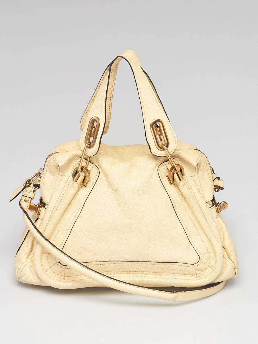 Chloe Dark White Pebbled Leather Medium Paraty Bag