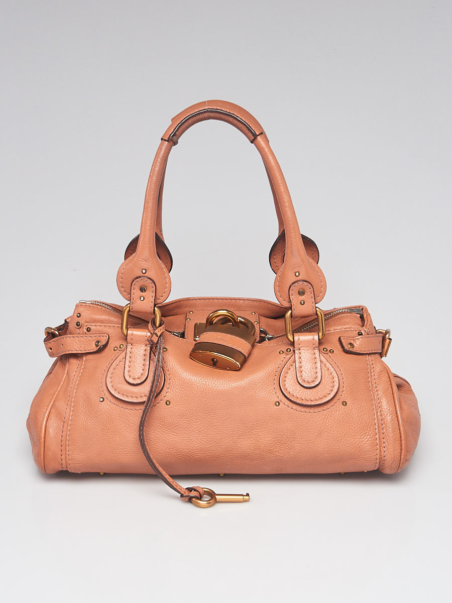 Chloe Light Brown Leather Paddington Medium Satchel Bag