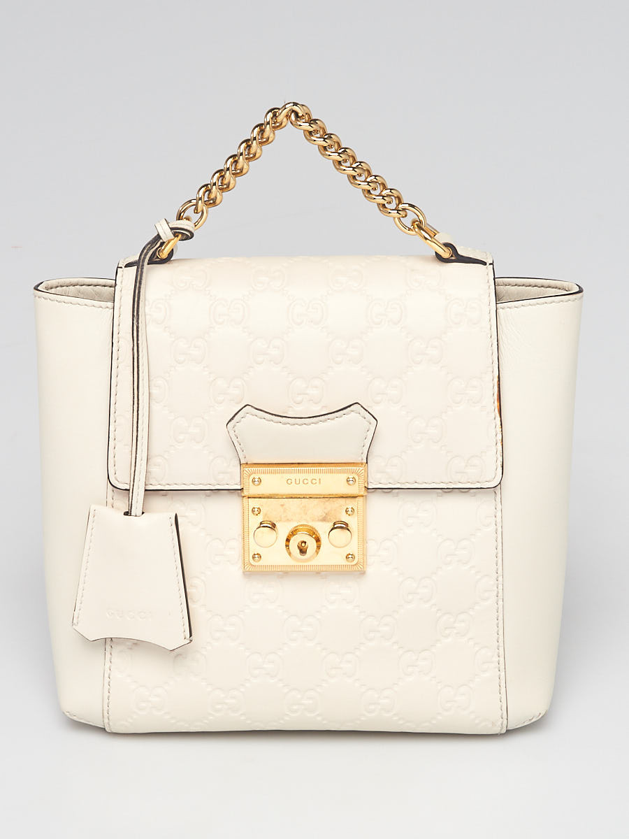 Gucci White Guccissima Leather Padlock Backpack Bag