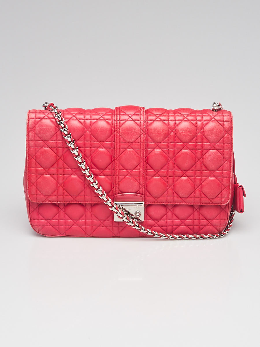 Christian Dior Pink Cannage Quilted Lambskin Leather Miss Dior Large Flap Bag