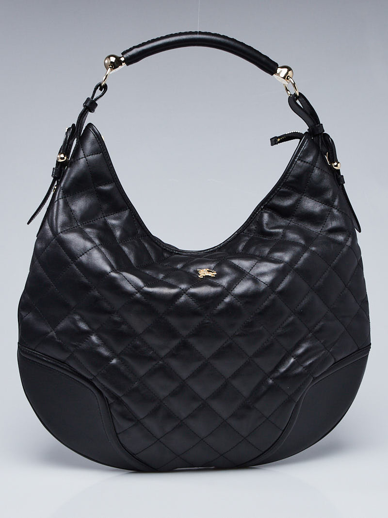 Burberry Black Quilted Leather Hobo Bag