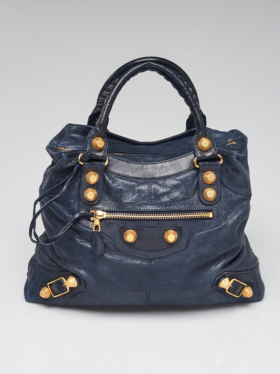 Balenciaga Bleu Roi Lambskin Leather Giant 21 Gold Velo Bag