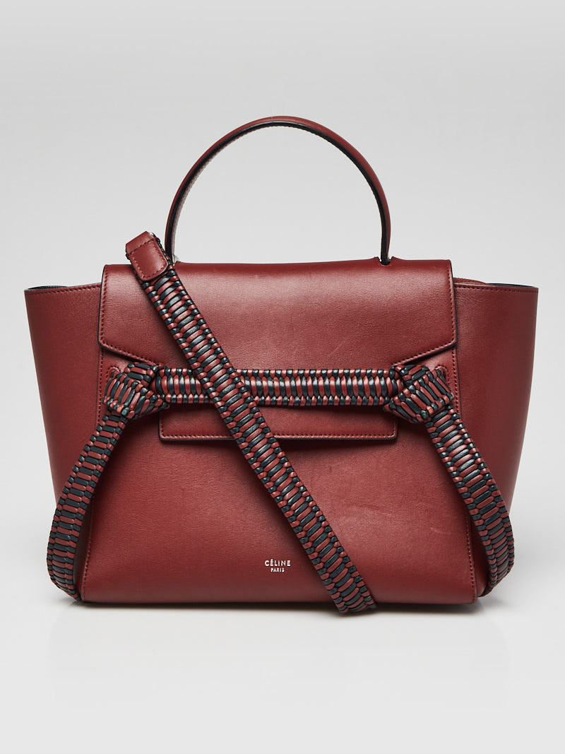Celine Brown Navy Smooth Leather Braided Micro Belt Bag