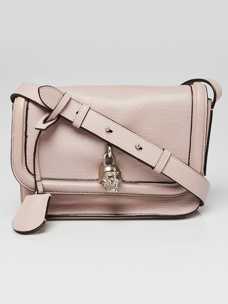 Alexander McQueen Pink Pebbled Leather Padlock Crossbody Bag