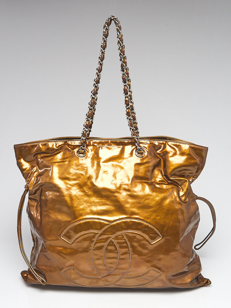 Chanel Bronze Patent Vinyl Bon Bon Tote Bag