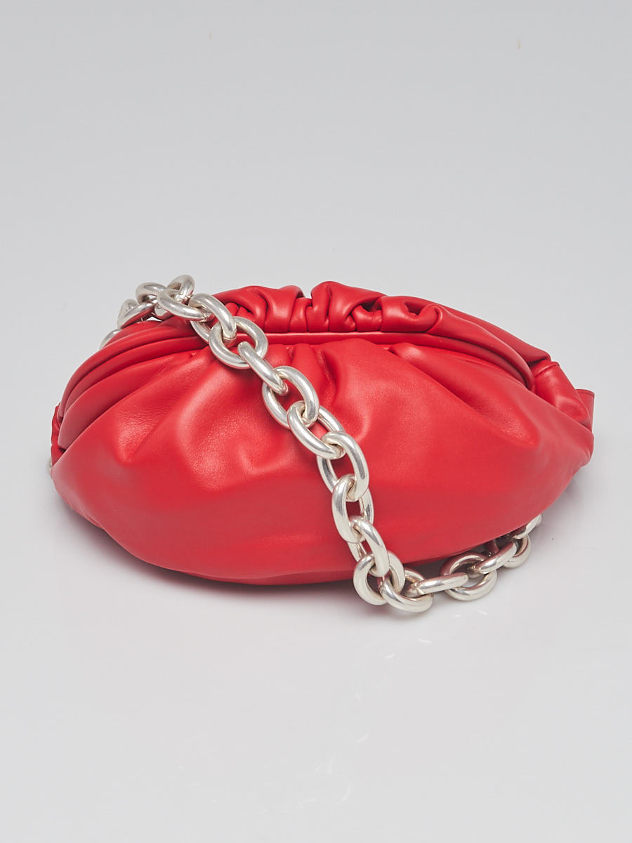 Bottega Veneta Red Leather Pouch Chain Belt Bag