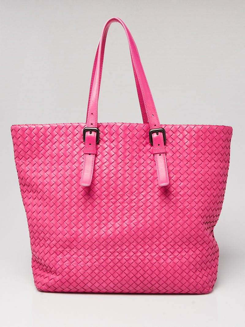 Bottega Veneta Pink Intrecciato Woven Nappa Leather Tote Bag
