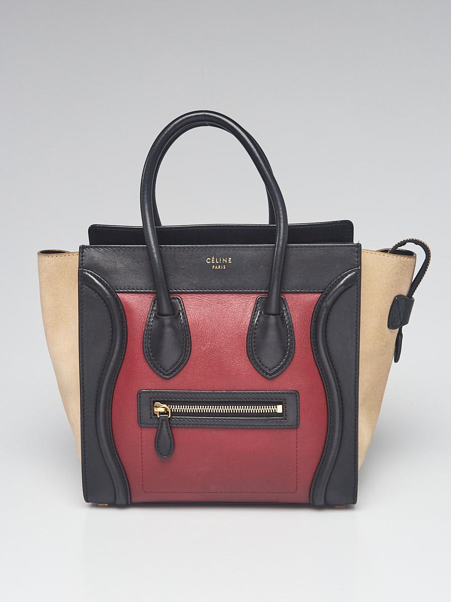Celine Tricolor Leather Suede Micro Luggage Tote Bag