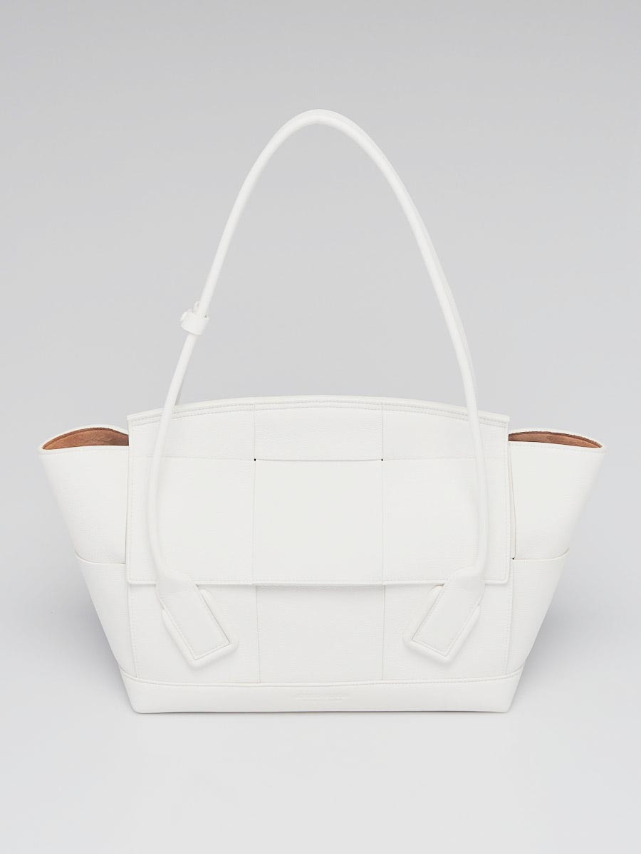 Bottega Veneta White Grainy Calf Leather Arco Tote Bag