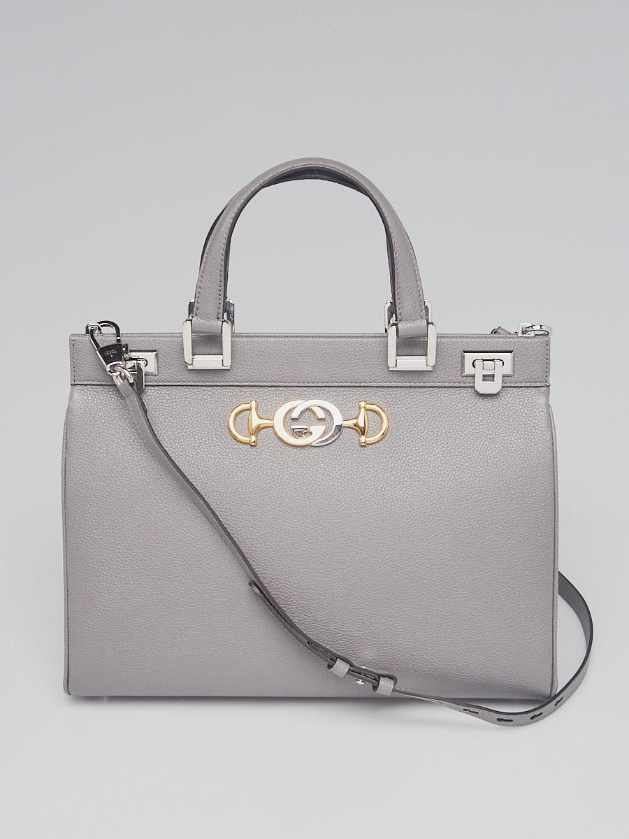 Gucci Grey Grainy Leather Zumi Medium Tote Bag