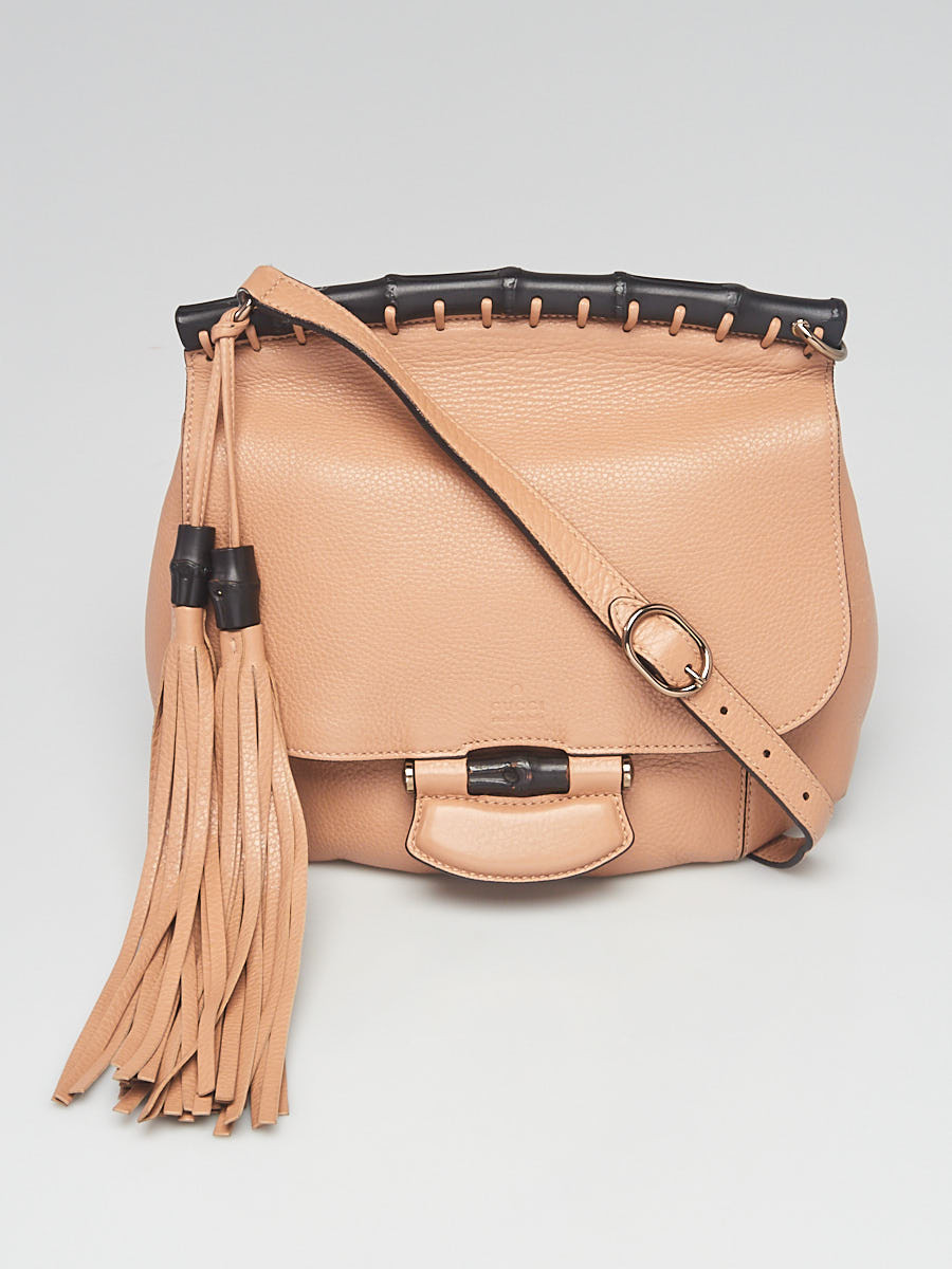 Gucci Beige Pebbled Leather Nouveau Tassel Crossbody Bag