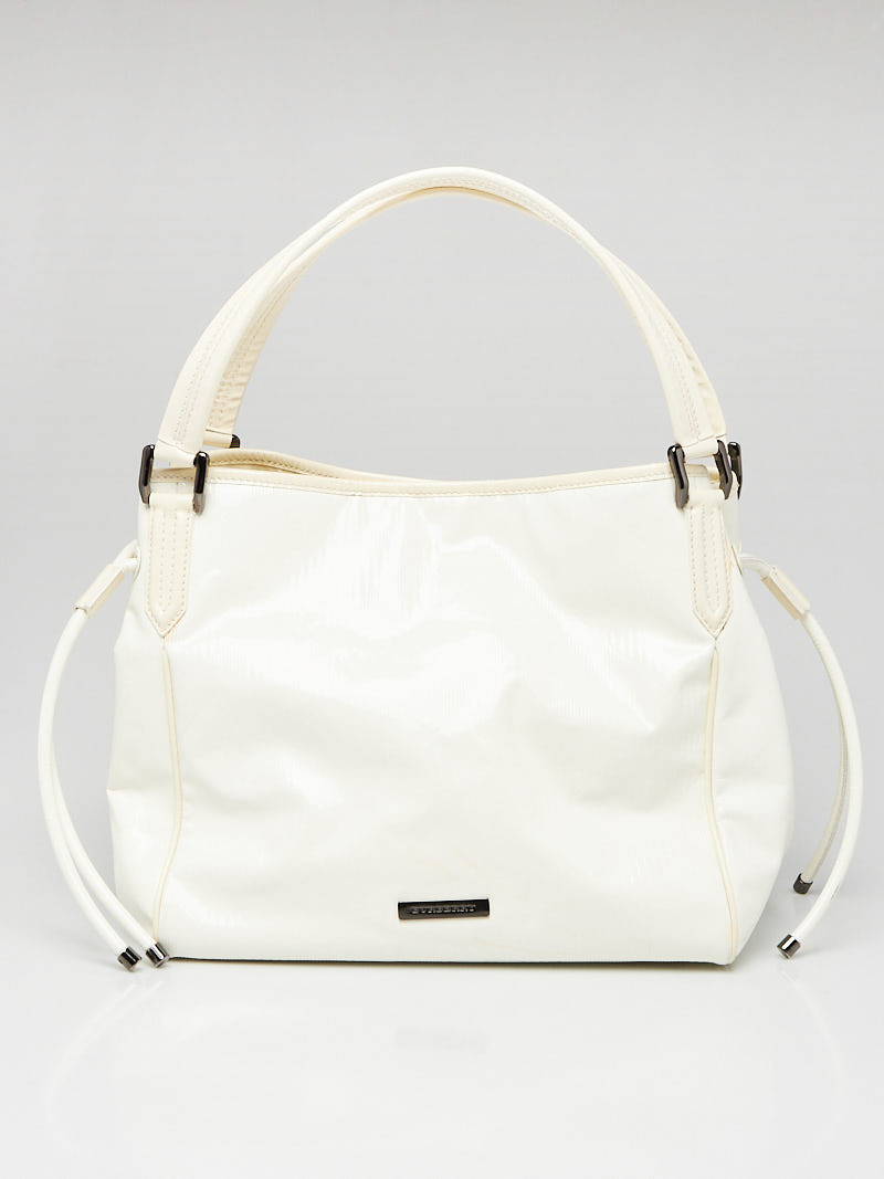 Burberry White Check Embossed Patent Leather Canterbury Tote Bag