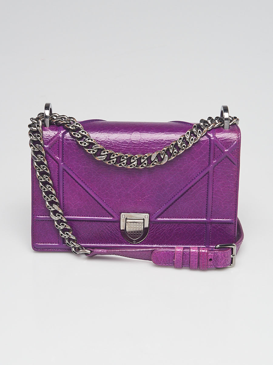 Christian Dior Purple Leather Diorama Small Flap Bag