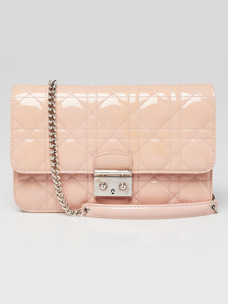 Christian Dior Pink Patent Leather Cannage Quilted Miss Dior Promenade Clutch Bag