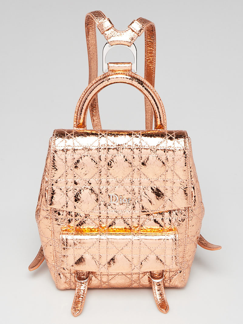 Christian Dior Metallic Hyper Pink Cannage Quilted Leather Stardust Small Backpack Bag