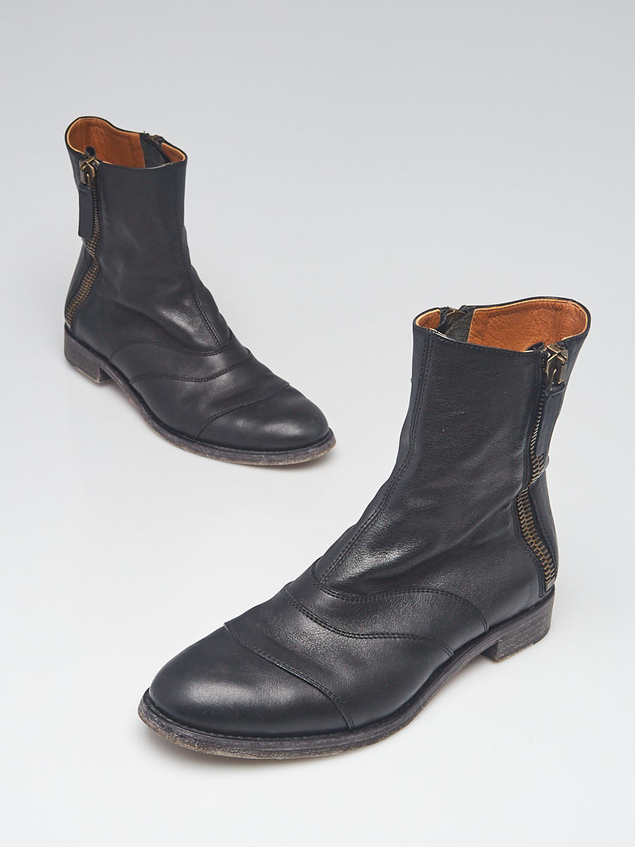 Chloe Black Leather Side Zip Ankle Boots Size 8 38.5