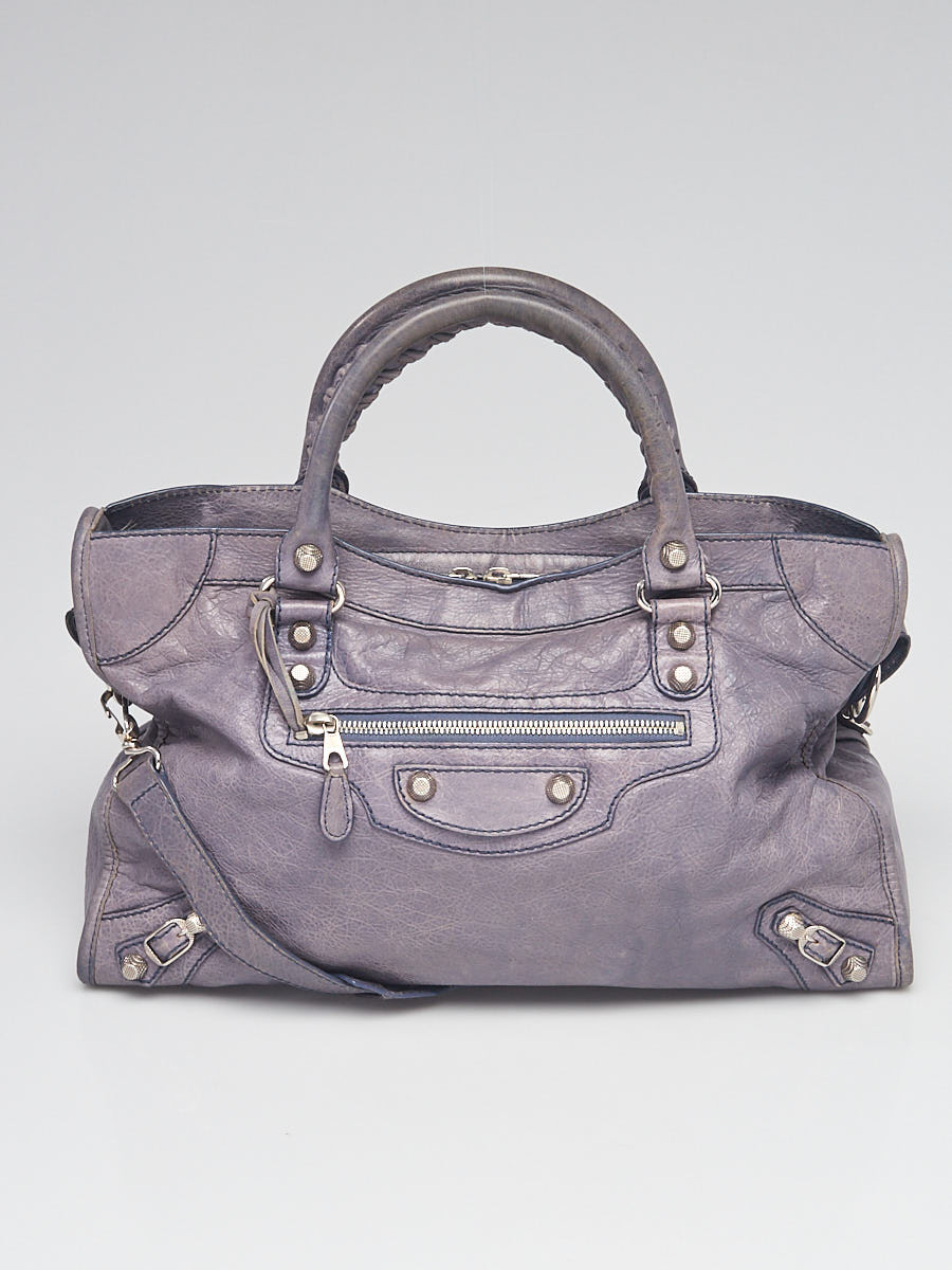 Balenciaga Jacinthe Lambskin Leather Giant 12 Silver Motorcycle City Bag