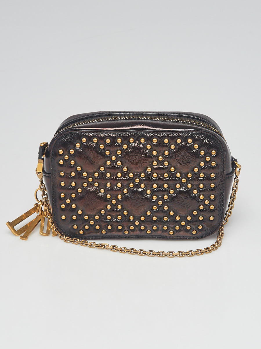 Christian Dior Black Studded Cannage Leather Small Camera Bag