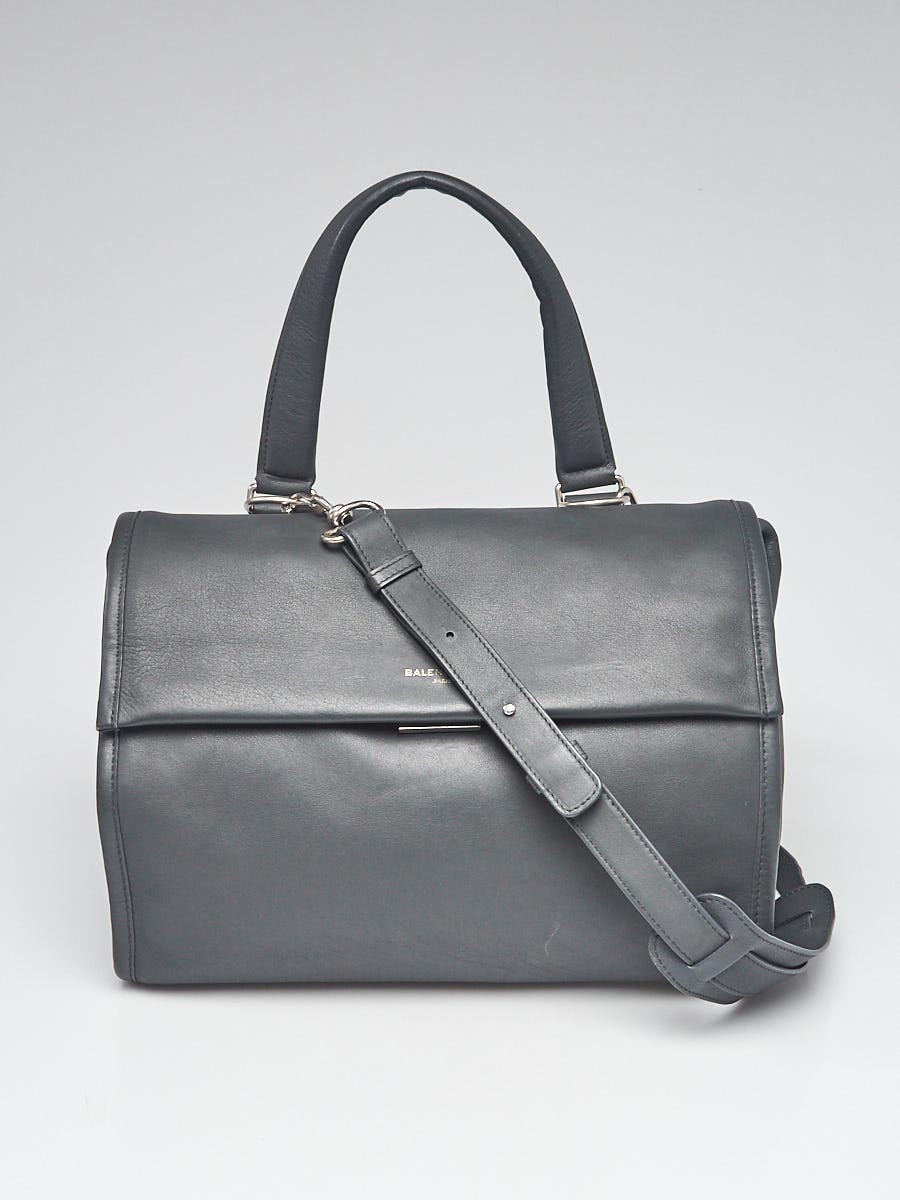 Balenciaga Grey Calfskin Leather Tool Satchel Bag