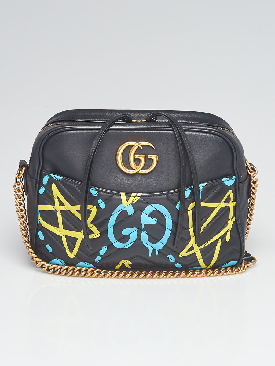 Gucci Black Quilted Leather Matelasse Ghost Marmont Shoulder Bag