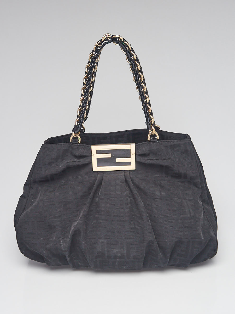Fendi Black Zucca Print Canvas Large Mia Shoulder Bag 8BR616