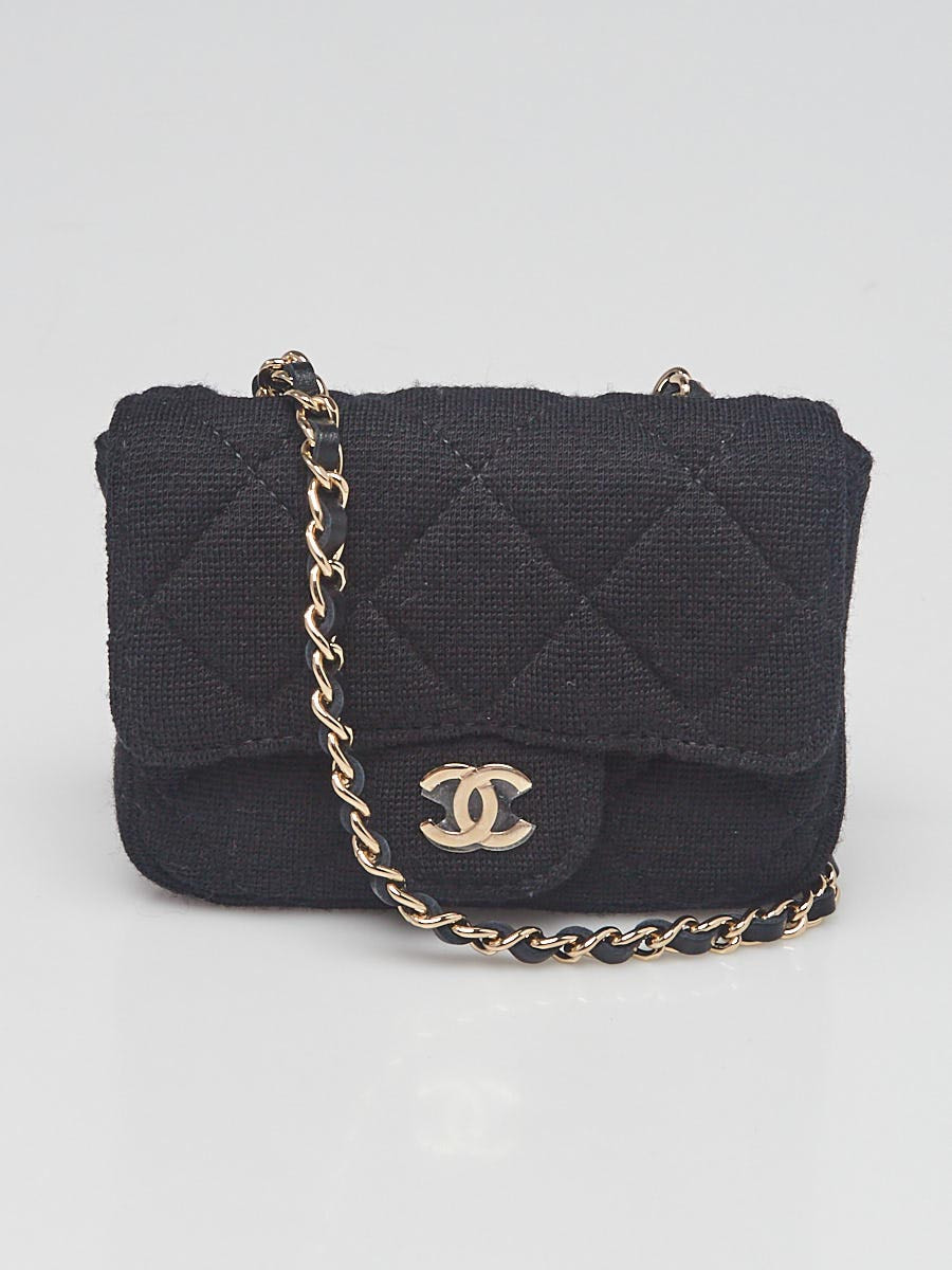 Chanel Black Quilted Jersey Fabric Belt Bag