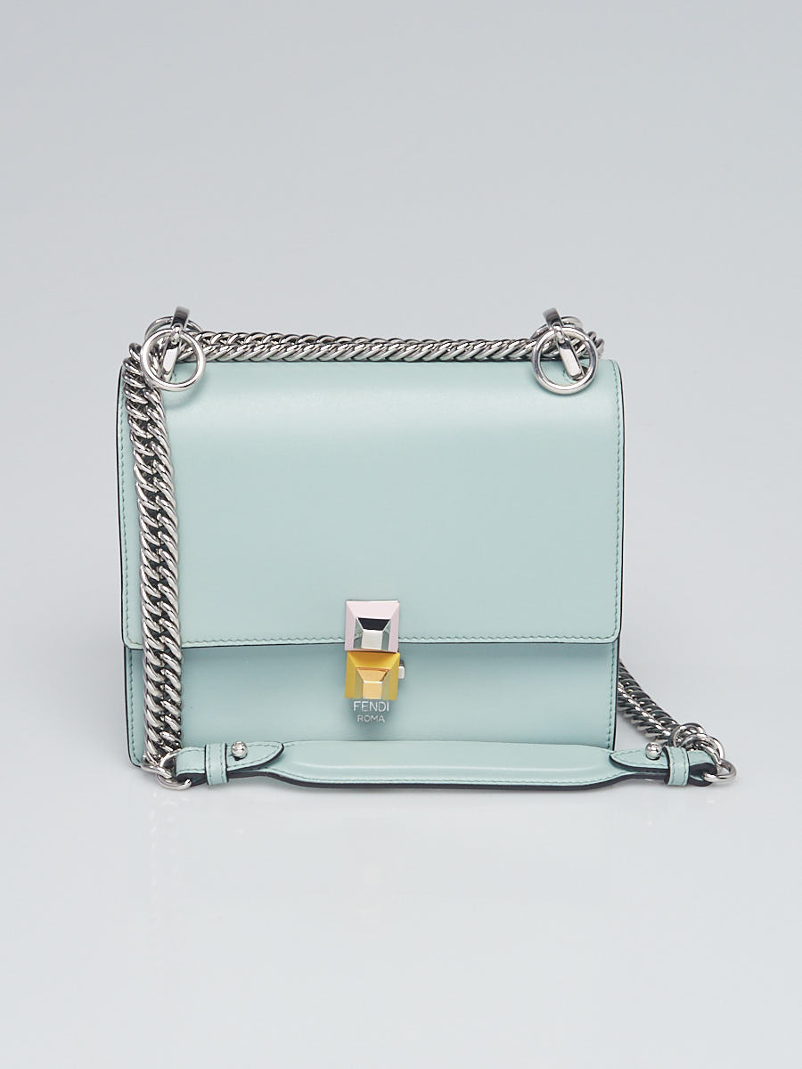 Fendi Light Green Smooth Leather Mini I Kan Chain Shoulder Bag 8M0381