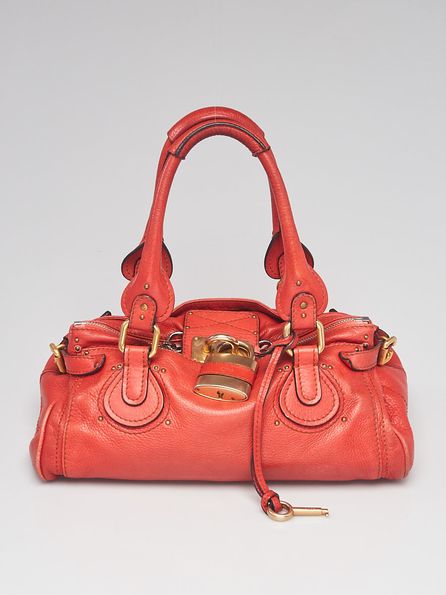 Chloe Orange Leather Paddington Medium Satchel Bag