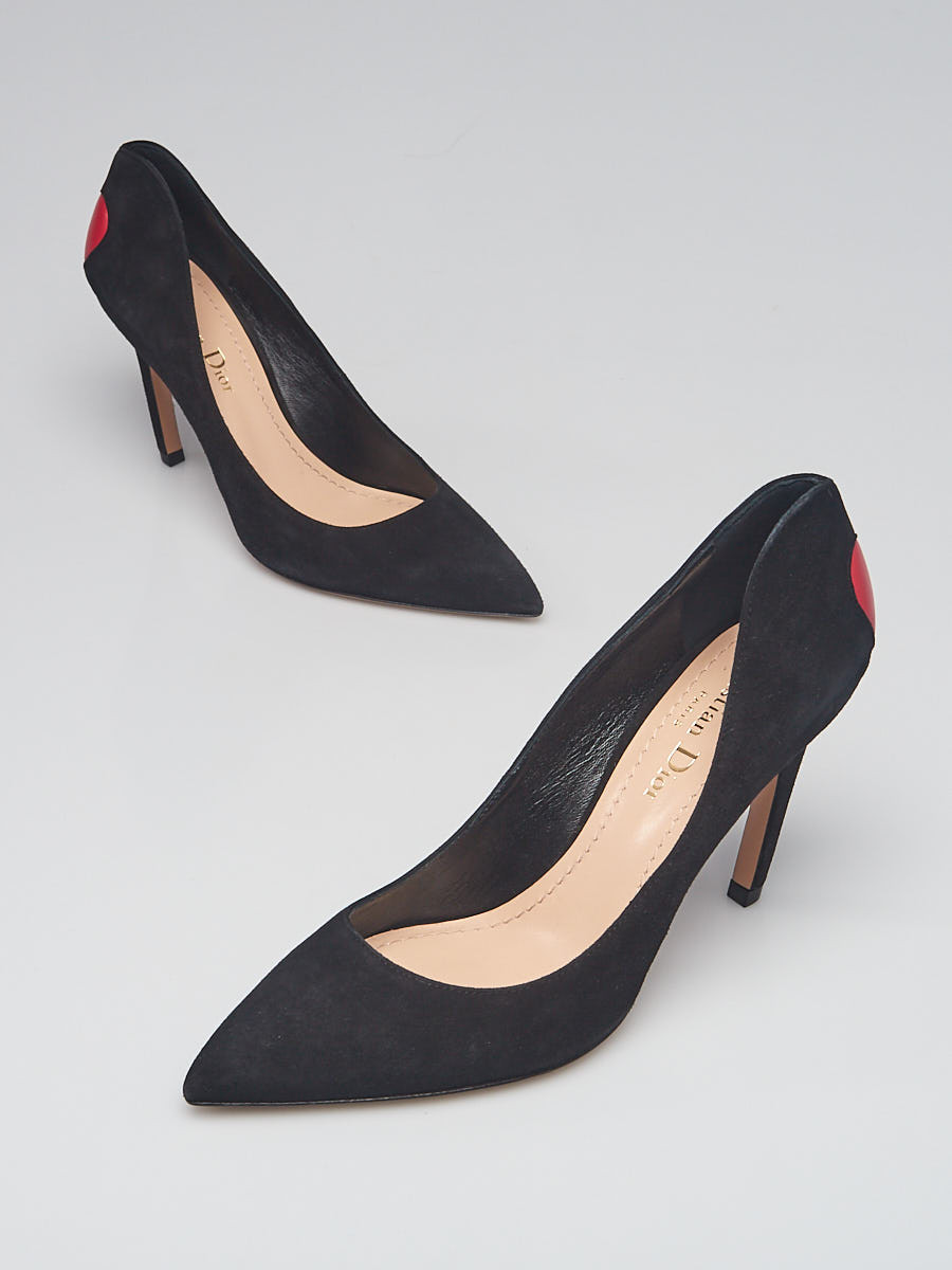 Christian Dior Black Suede Heart Heel Pumps Size 5.5 36