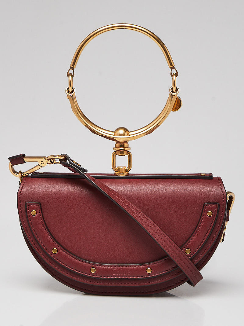 Chloe Sienna Red Leather Small Nile Bracelet Minaudiere Crossbody Bag
