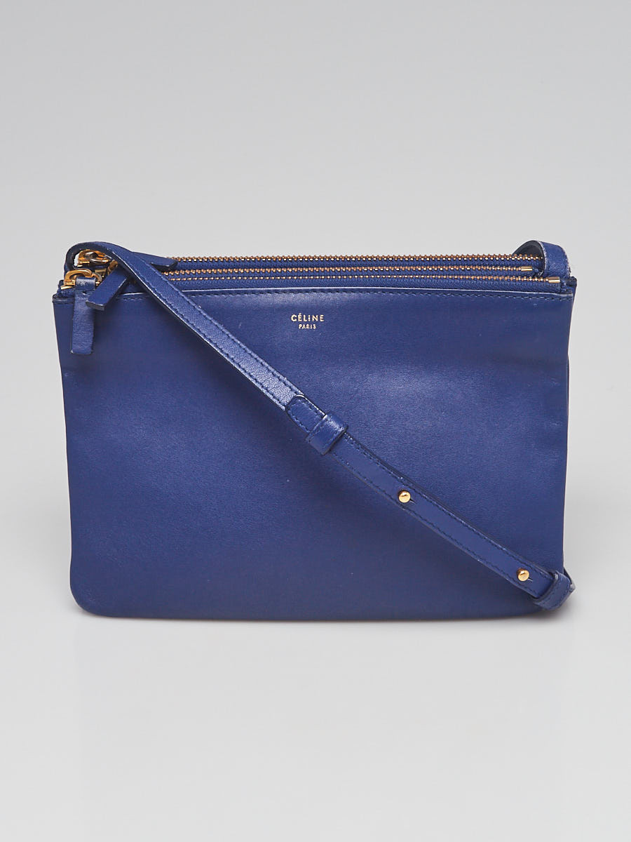 Celine Blue Lambskin Leather Small Trio Crossbody Bag